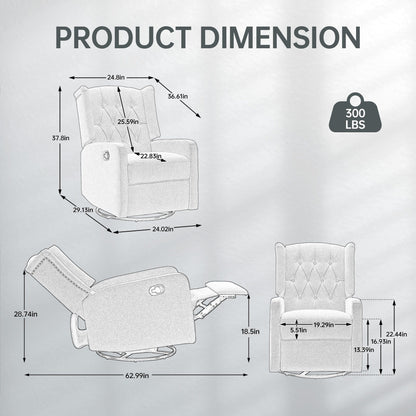 Fauteuil inclinable pivotant sans accoudoirs en tissu de taille standard avec rotation à 360°, fonction d'inclinaison et base coulissante