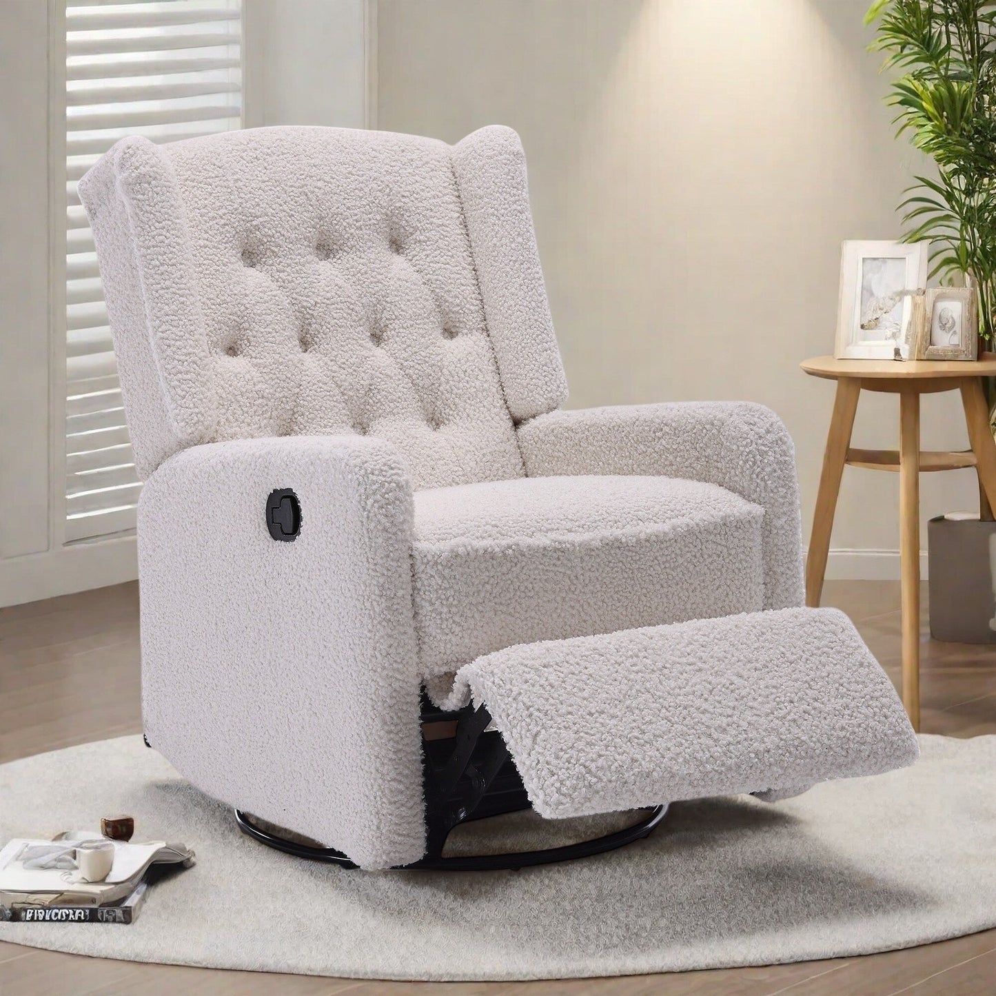 Fauteuil inclinable pivotant sans accoudoirs en tissu de taille standard avec rotation à 360°, fonction d'inclinaison et base coulissante