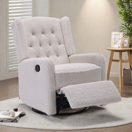 Fauteuil inclinable pivotant sans accoudoirs en tissu de taille standard avec rotation à 360°, fonction d'inclinaison et base coulissante