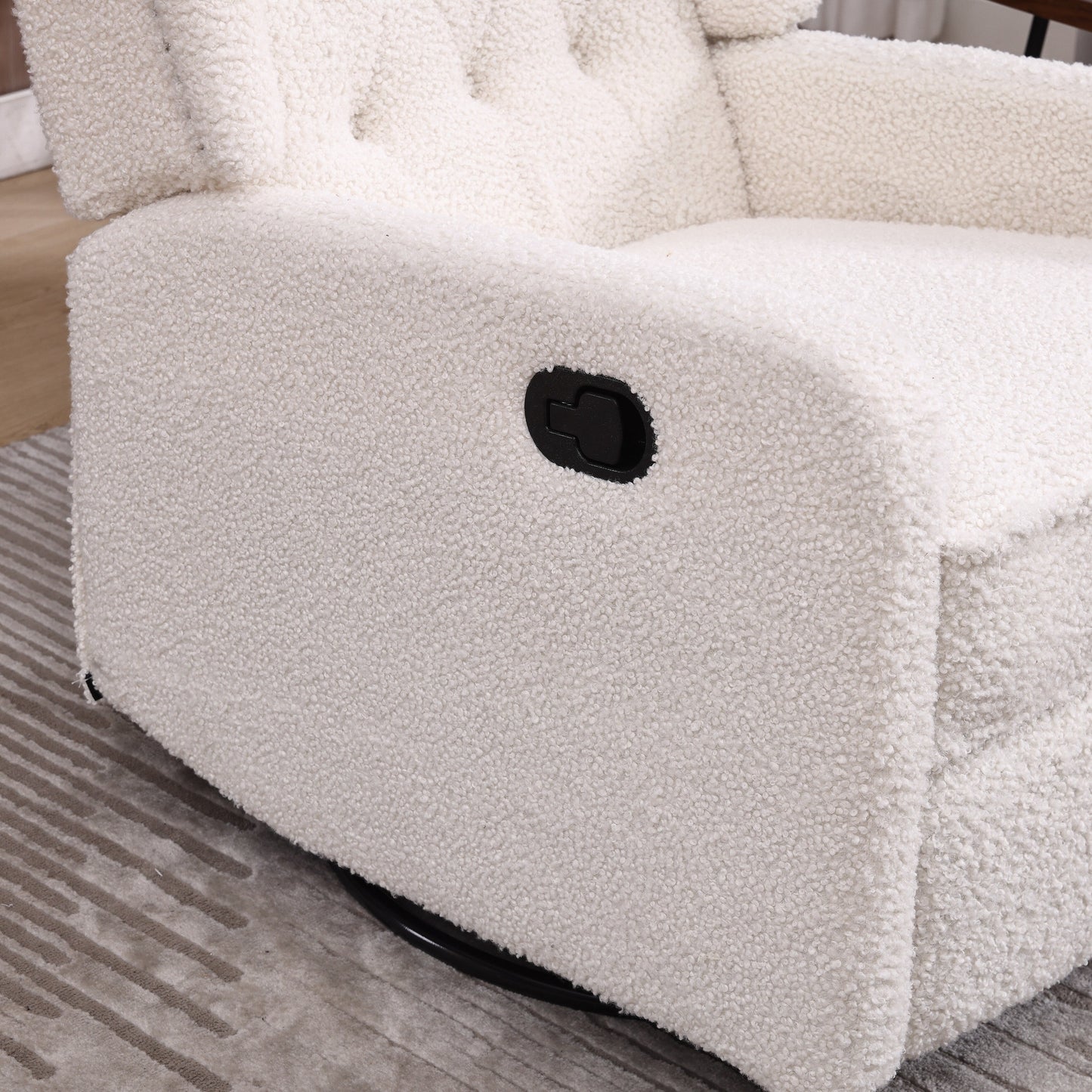 Fauteuil inclinable pivotant sans accoudoirs en tissu de taille standard avec rotation à 360°, fonction d'inclinaison et base coulissante