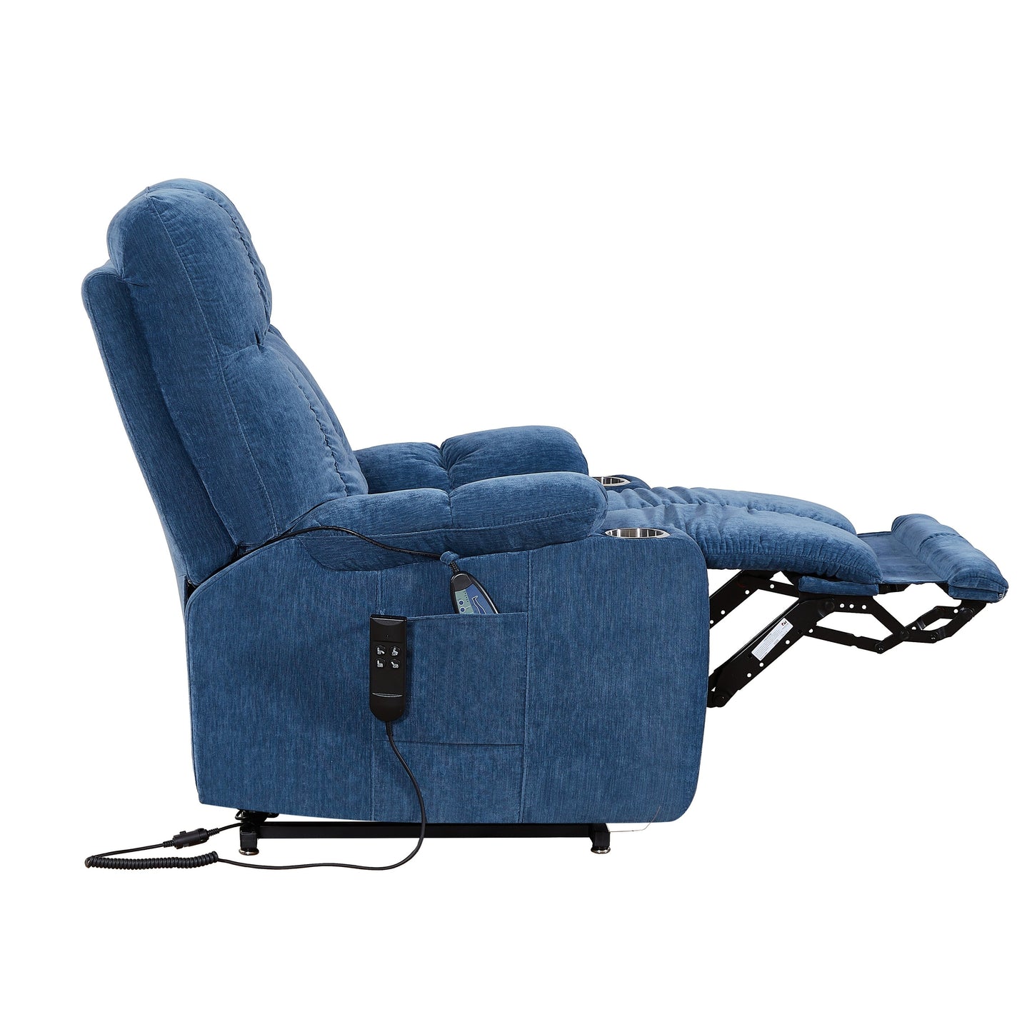 Fauteuil inclinable électrique à double moteur en tissu de taille standard avec chauffage, massage et inclinaison à plat en position infinie
