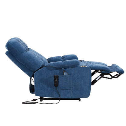 Fauteuil inclinable électrique à double moteur en tissu de taille standard avec chauffage, massage et inclinaison à plat en position infinie
