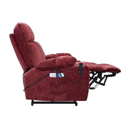 Fauteuil inclinable électrique à double moteur en tissu de taille standard avec chauffage, massage et inclinaison à plat en position infinie