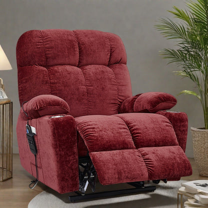 Fauteuil inclinable électrique à double moteur en tissu de taille standard avec chauffage, massage et inclinaison à plat en position infinie