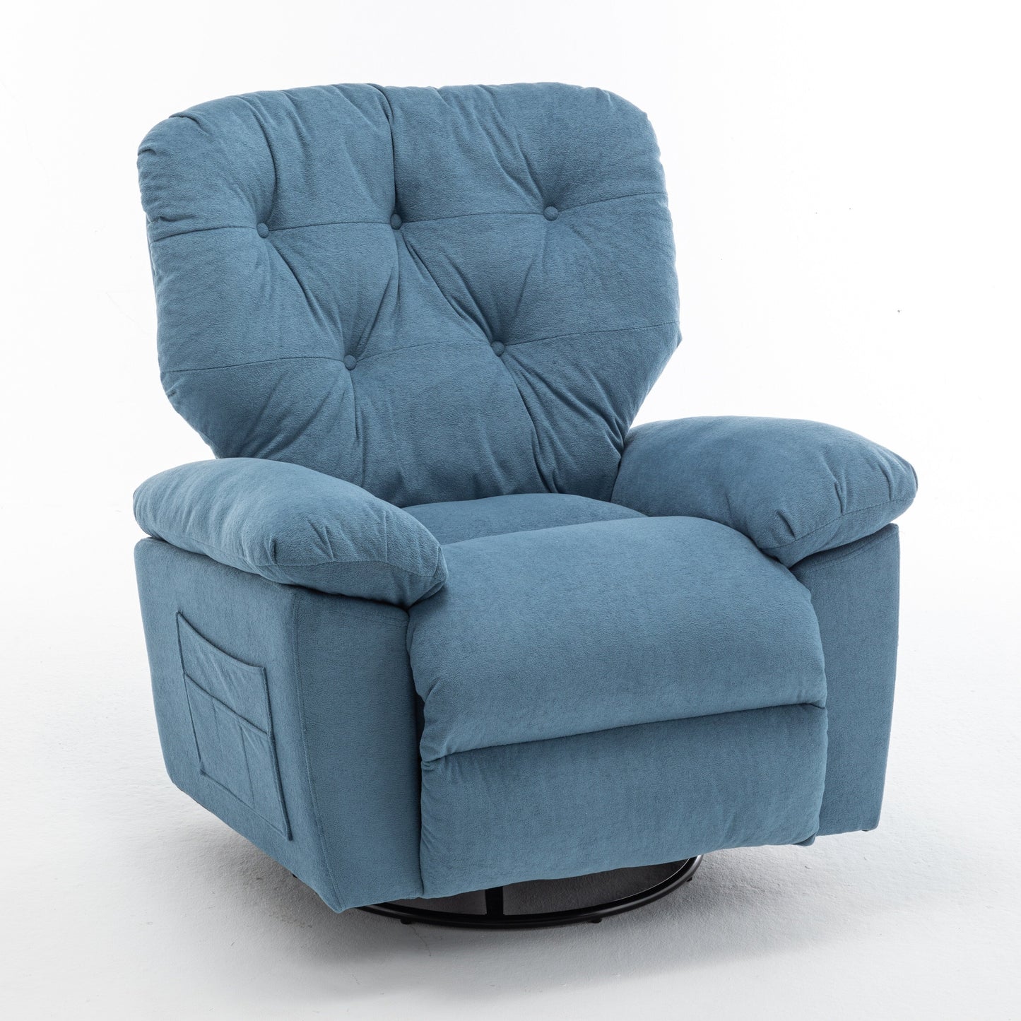 Fauteuil inclinable pivotant en polaire de taille standard avec inclinaison manuelle, repose-pieds et support de maternité