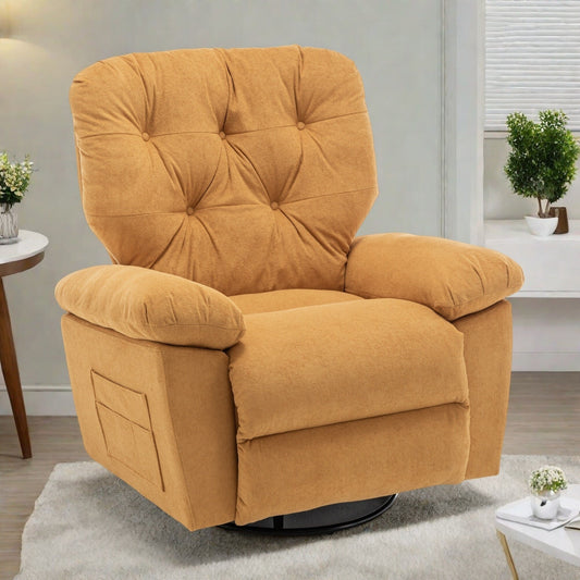 Fauteuil inclinable pivotant en polaire de taille standard avec inclinaison manuelle, repose-pieds et support de maternité