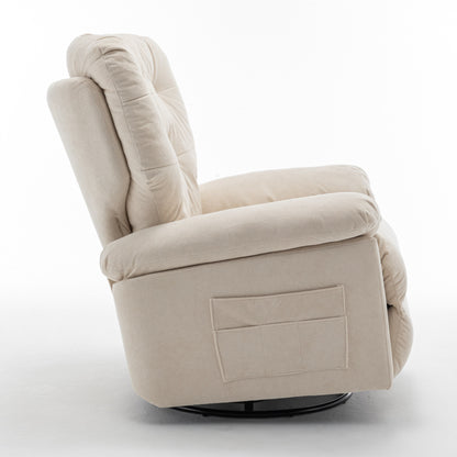 Fauteuil inclinable pivotant en polaire de taille standard avec inclinaison manuelle, repose-pieds et support de maternité