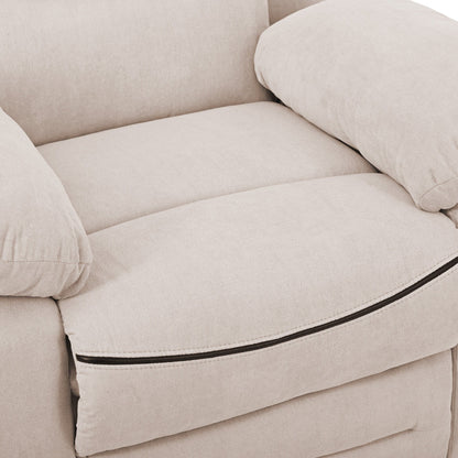 Fauteuil inclinable électrique en lin de taille standard avec massage, chauffage et poche de rangement latérale