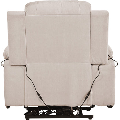 Fauteuil inclinable électrique en lin de taille standard avec massage, chauffage et poche de rangement latérale