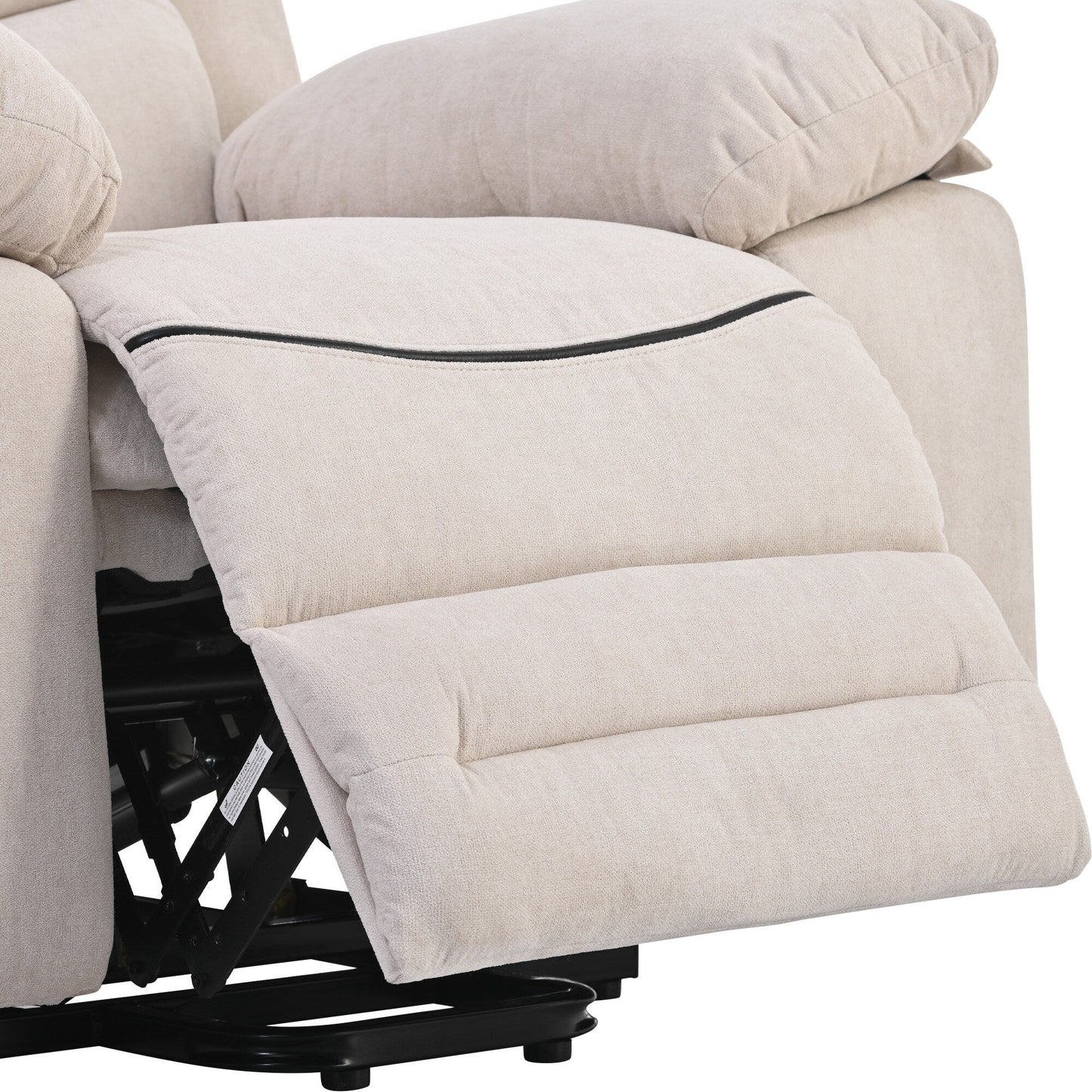 Fauteuil inclinable électrique en lin de taille standard avec massage, chauffage et poche de rangement latérale