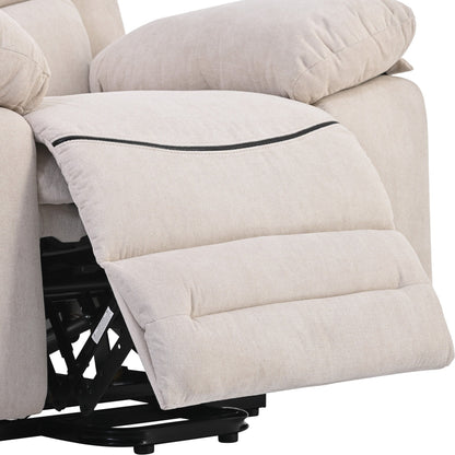 Fauteuil inclinable électrique en lin de taille standard avec massage, chauffage et poche de rangement latérale