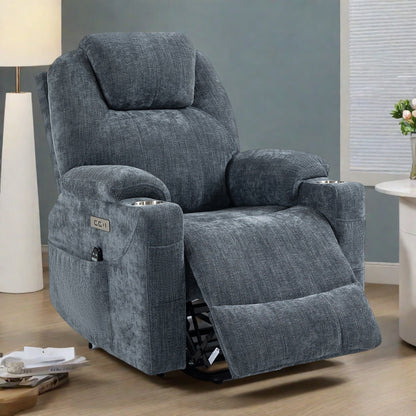 Fauteuil inclinable électrique de taille standard avec massage complet du corps, chauffage lombaire, chargement USB et porte-gobelets