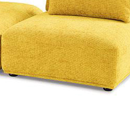 Canapé modulable 2 places Stavan, ottoman, chenille jaune, dossier réglable