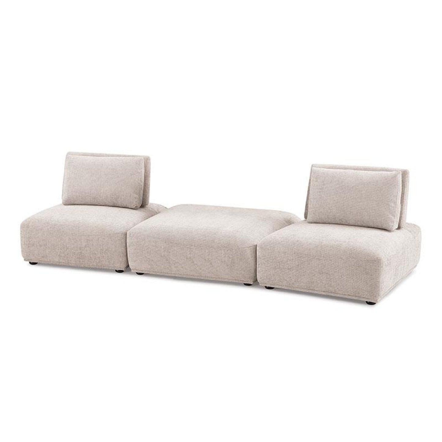 Canapé modulaire 2 places Stavan, ottoman carré marron clair Boucle 114 pouces