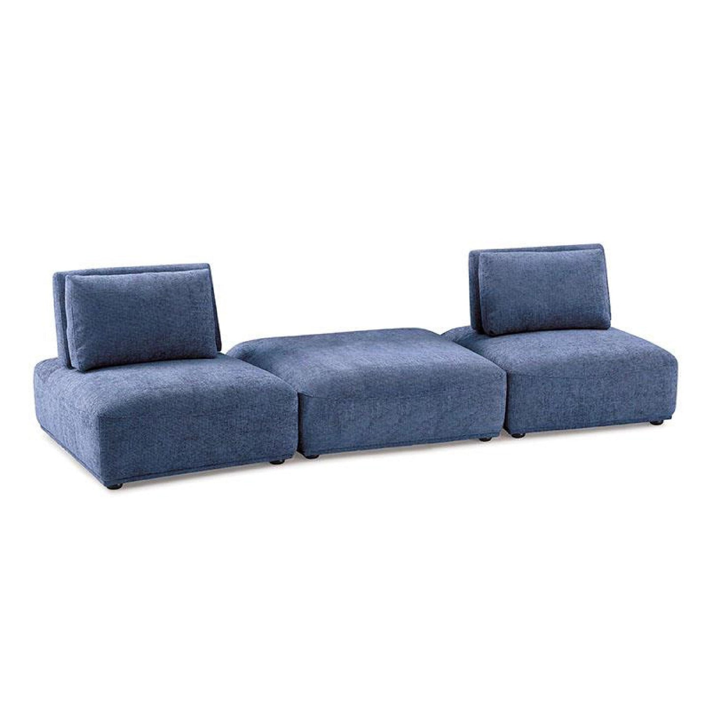 Ensemble de canapés modulaires 2 places Stavan, profondeur d'assise réglable en chenille bleue