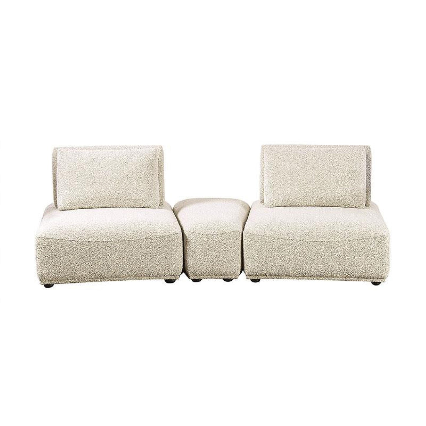 Canapé modulable incurvé 2 places Stavan, beige Boucle, profondeur d'assise réglable