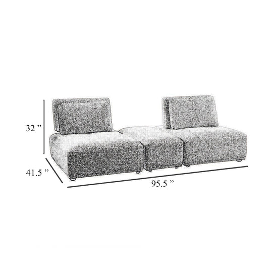 Canapé modulable incurvé 2 places Stavan, ottoman beige, profondeur d'assise réglable