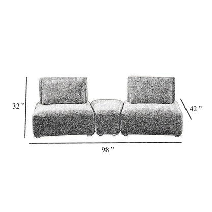 Canapé modulable incurvé 2 places Stavan, boucle blanche, profondeur d'assise réglable