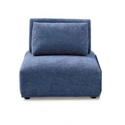 Canapé modulable incurvé 3 places Stavan, chenille bleue, dossiers réglables