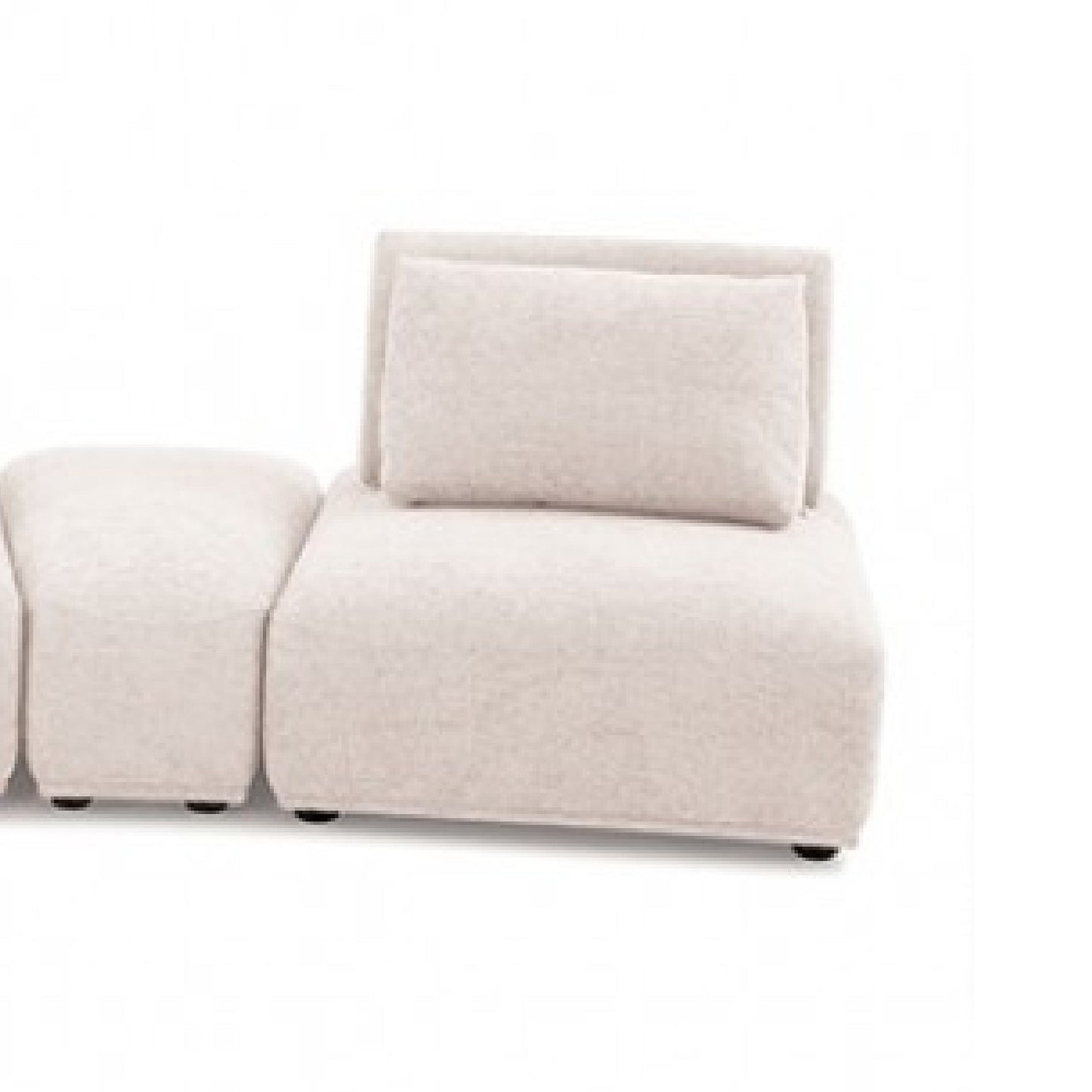 Canapé modulable incurvé 3 places Stavan, dossiers réglables en boucle marron clair