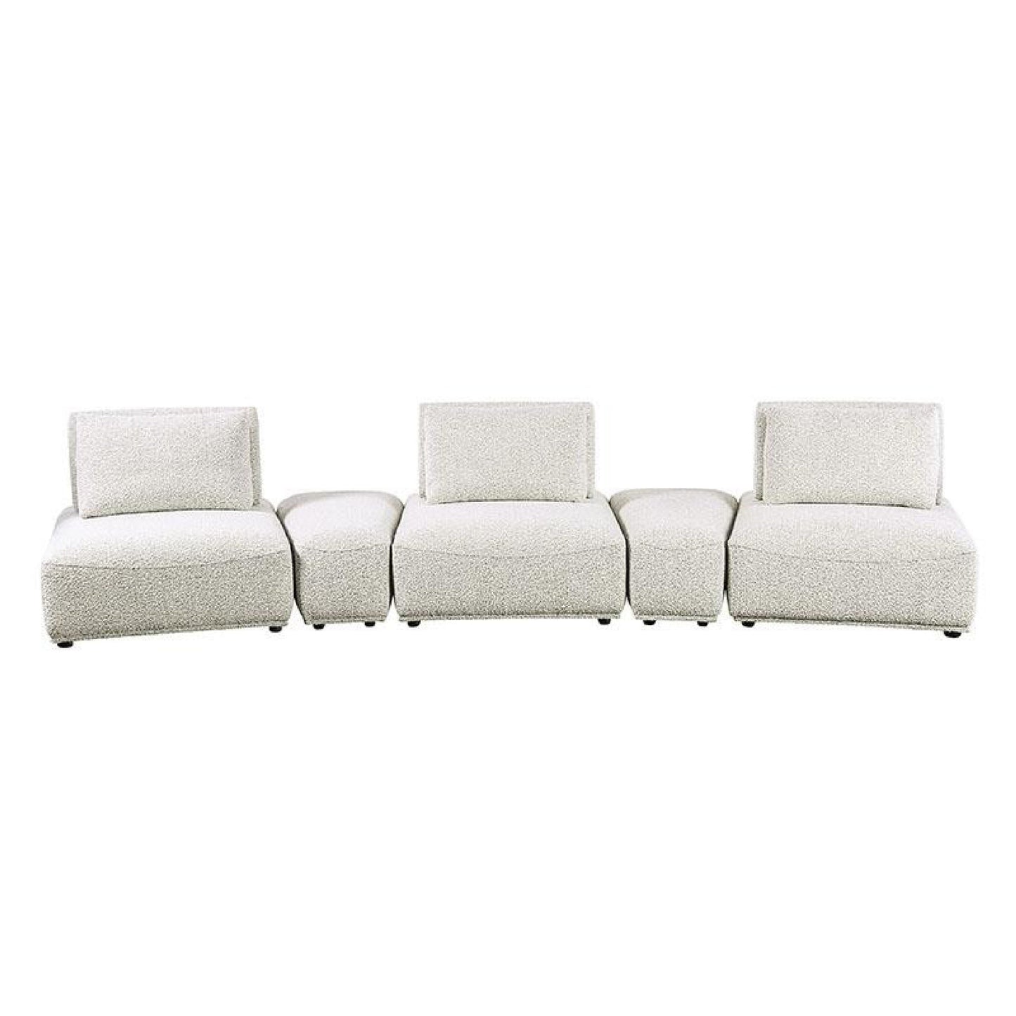Canapé modulable incurvé 3 places Stavan, gris Boucle, profondeur d'assise réglable