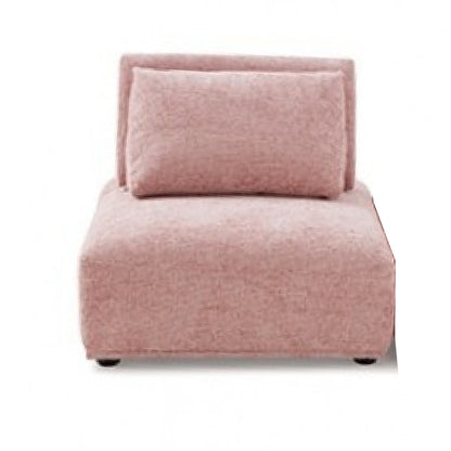 Canapé modulable incurvé 3 places Stavan, assise réglable en profondeur Boucle rose