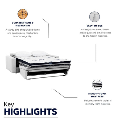 Canapé-lit double Stearns &amp; Foster® Giotto de 78 po avec matelas en mousse à mémoire de forme