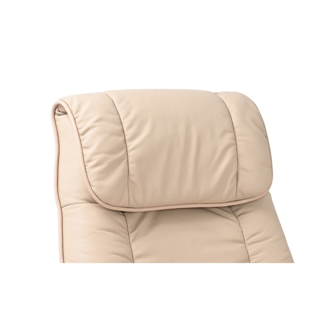 Fauteuil inclinable pivotant en cuir avec pouf de rangement assorti