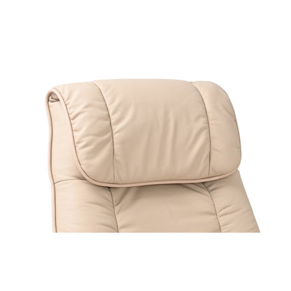 Fauteuil inclinable pivotant en cuir avec pouf de rangement assorti