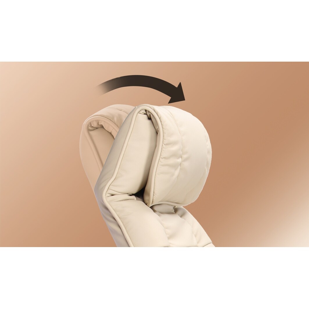 Fauteuil inclinable pivotant en cuir avec pouf de rangement assorti