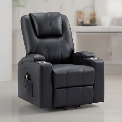 Fauteuil inclinable électrique Stoy Power Lift, massage, 91 cm, similicuir noir