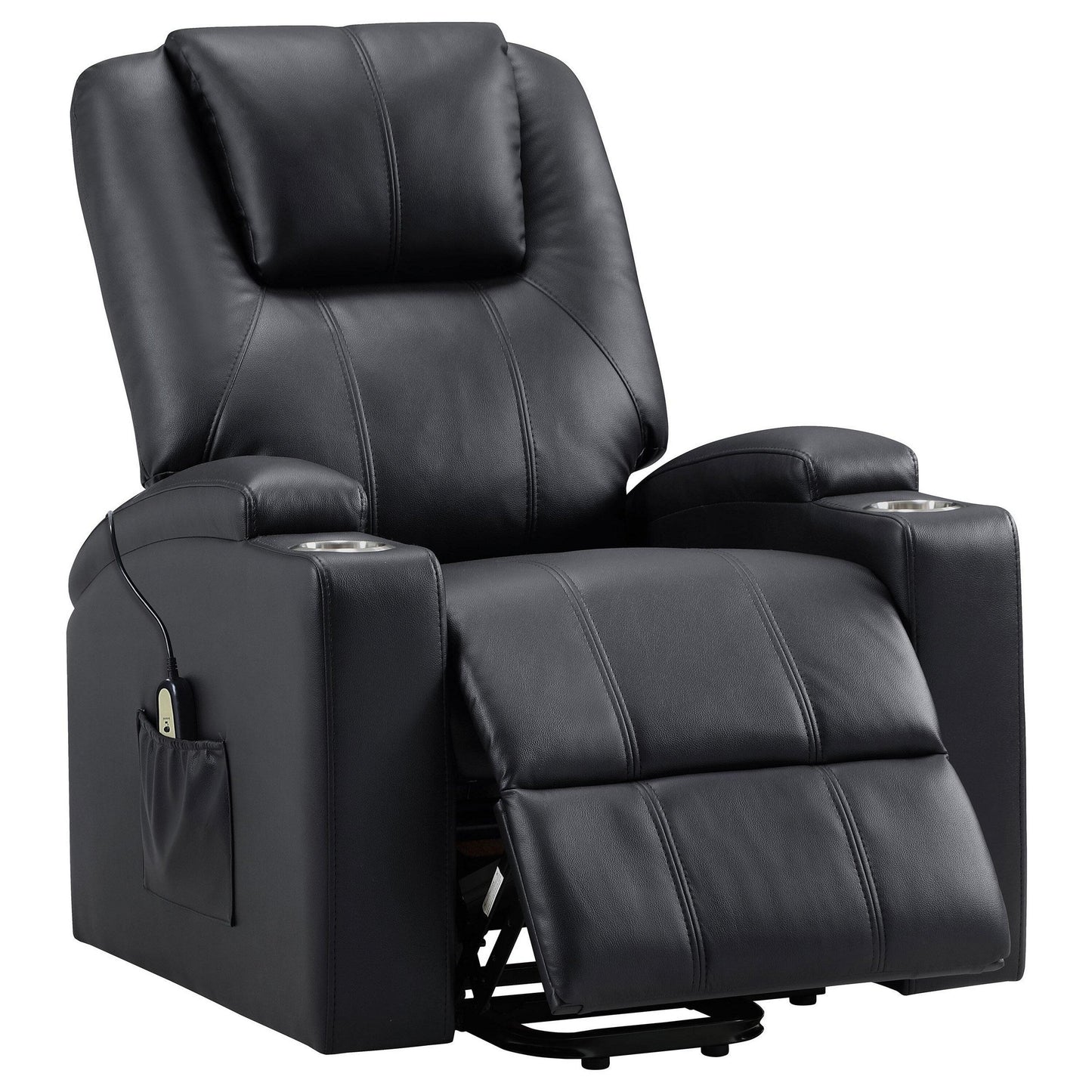 Fauteuil inclinable électrique Stoy Power Lift, massage, 91 cm, similicuir noir