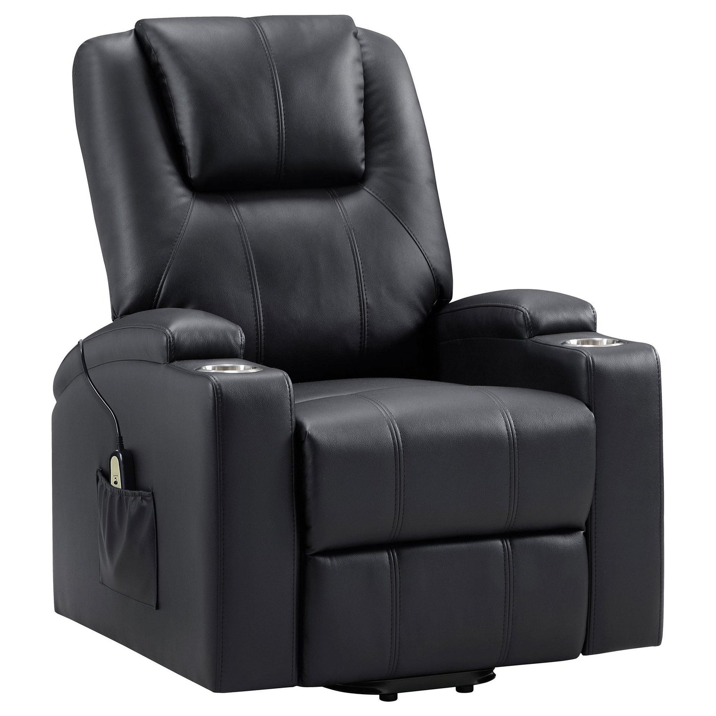 Fauteuil inclinable électrique Stoy Power Lift, massage, 91 cm, similicuir noir
