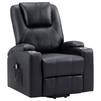 Fauteuil inclinable électrique Stoy Power Lift, massage, 91 cm, similicuir noir