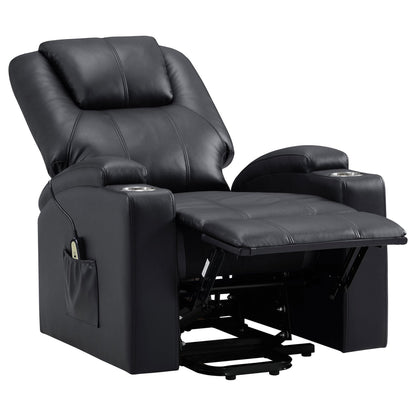 Fauteuil inclinable électrique Stoy Power Lift, massage, 91 cm, similicuir noir
