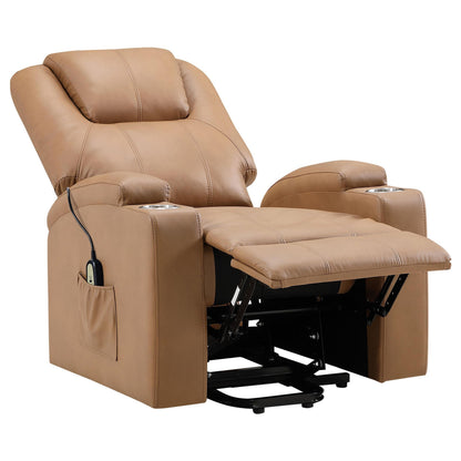 Fauteuil inclinable électrique Stoy Power Lift, massage, 91 cm, similicuir marron