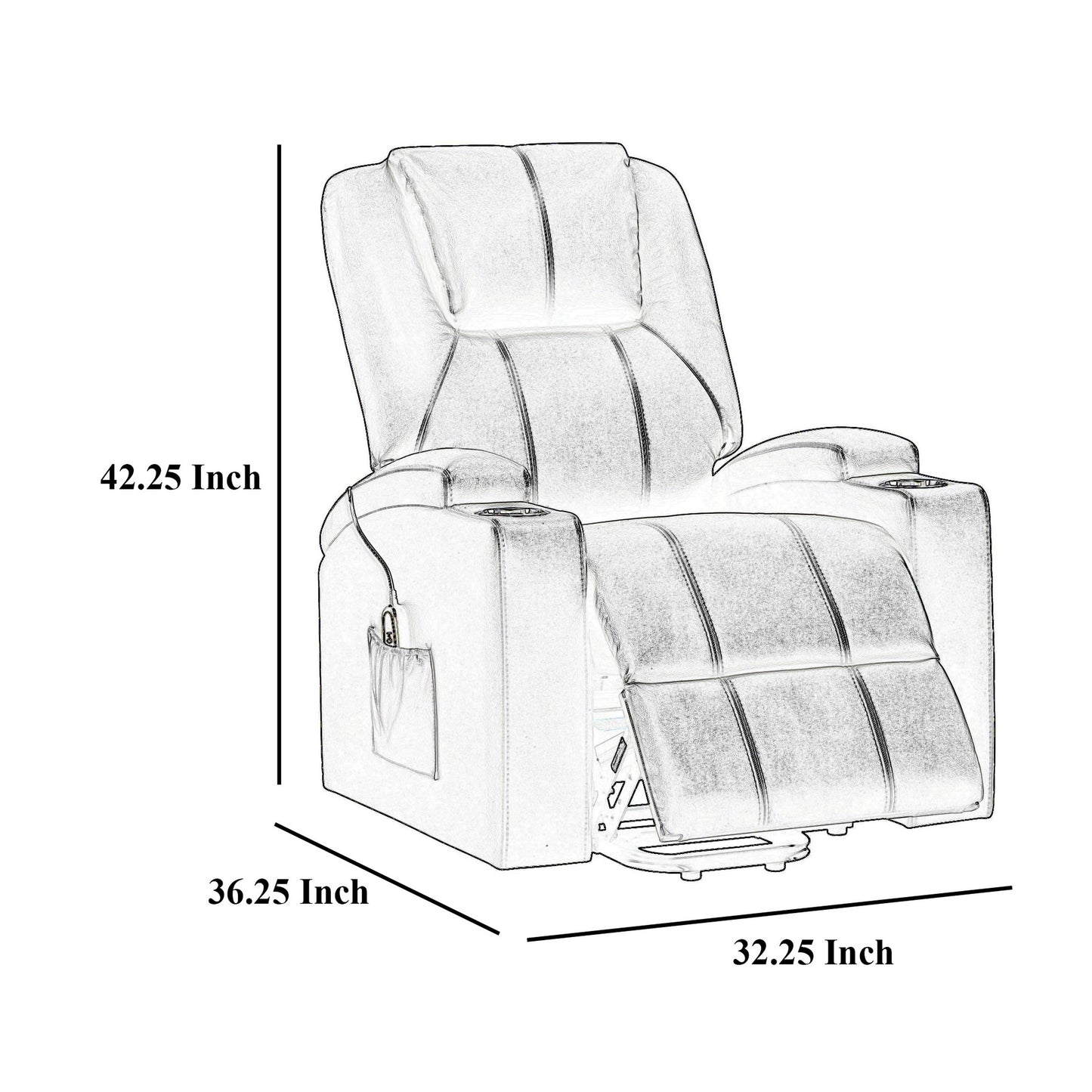 Fauteuil inclinable électrique Stoy Power Lift, massage, 91 cm, similicuir rouge vin