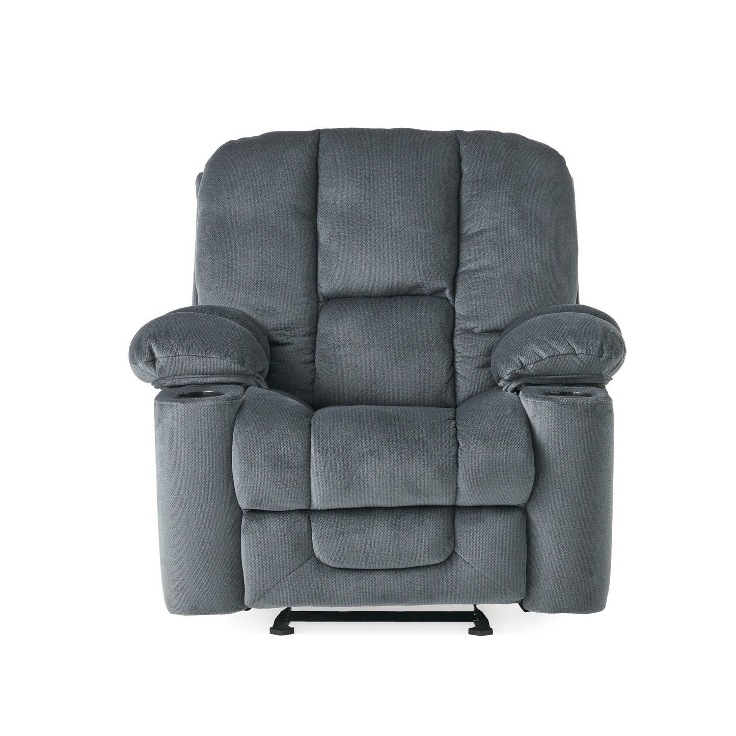Fauteuil inclinable manuel élégant avec revêtement en tissu doux, rembourrage moelleux et deux porte-gobelets