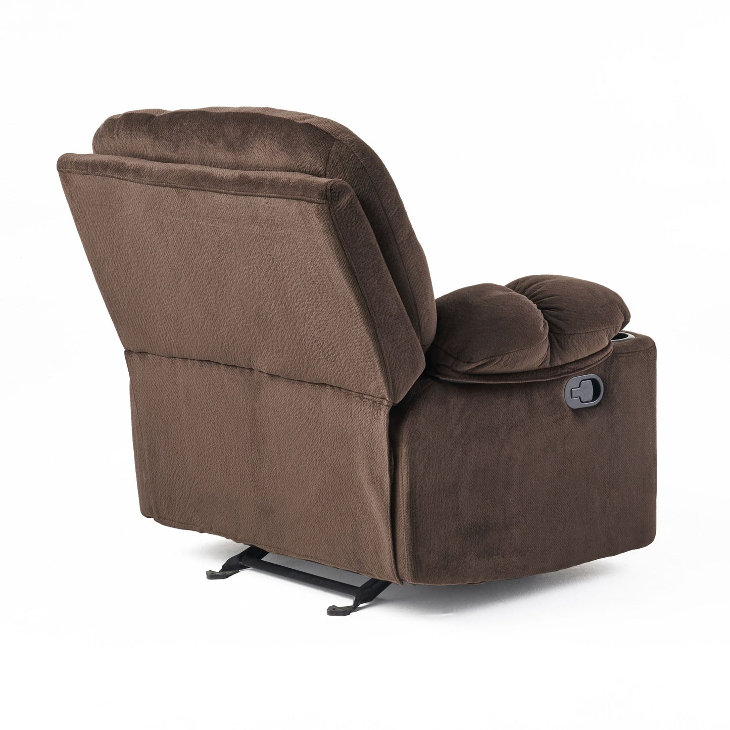 Fauteuil inclinable manuel élégant avec revêtement en tissu doux, rembourrage moelleux et deux porte-gobelets