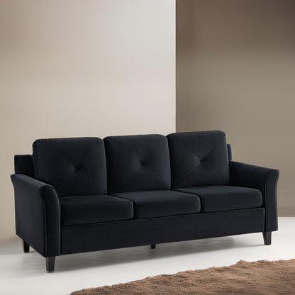Canapé élégant combiné : canapé Chesterfield avec accoudoirs roulés et accoudoirs évasés capitonnés à boutons, canapé en microfibre pour petits espaces