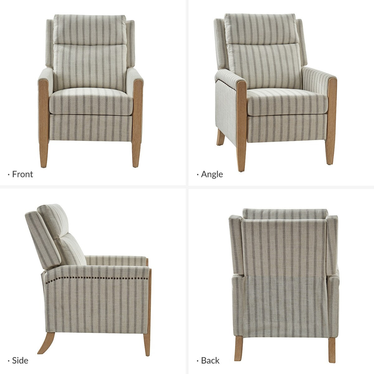 Fauteuil inclinable manuel de transition Suares avec pieds en bois massif, lot de 2 par HULALA HOME