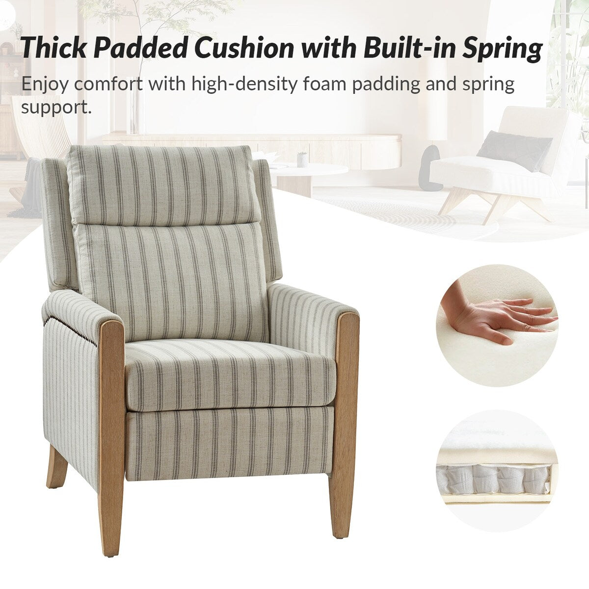 Fauteuil inclinable manuel de transition Suares avec pieds en bois massif, lot de 2 par HULALA HOME