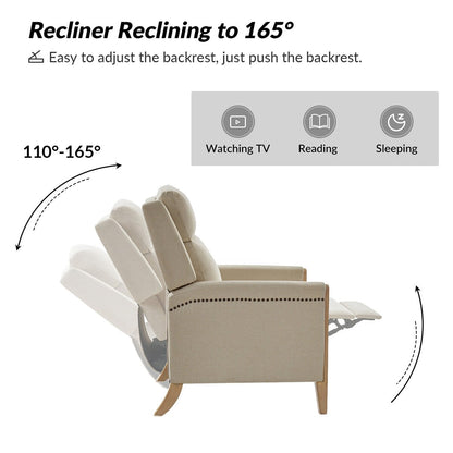 Fauteuil inclinable manuel de transition Suares avec pieds en bois massif, lot de 2 par HULALA HOME