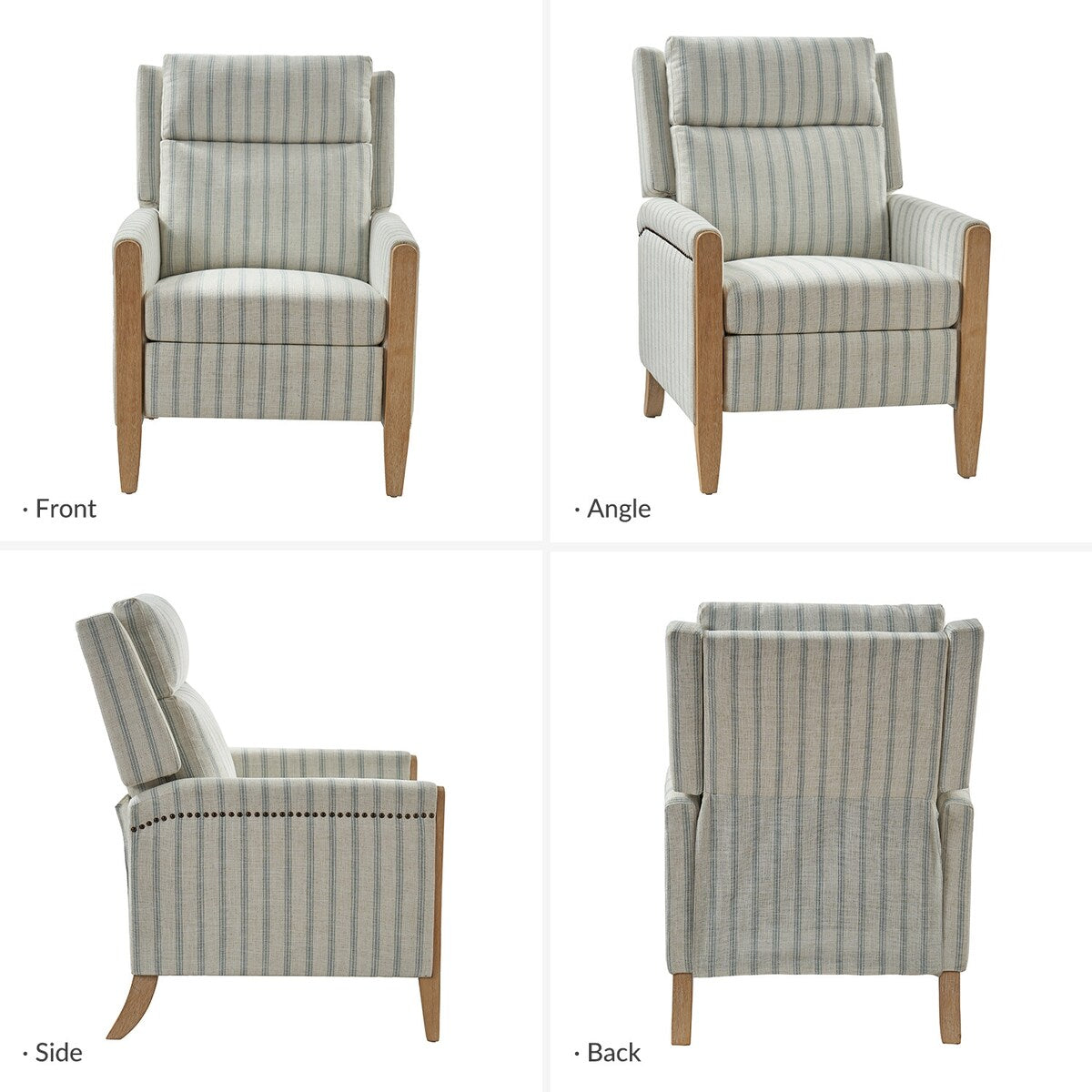 Fauteuil inclinable manuel de transition Suares avec pieds en bois massif, lot de 2 par HULALA HOME