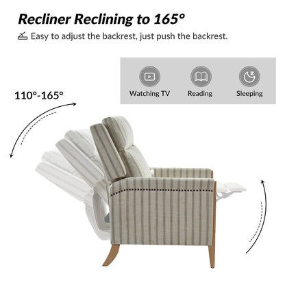 Fauteuil inclinable manuel de transition Suares avec pieds en bois massif, lot de 2 par HULALA HOME