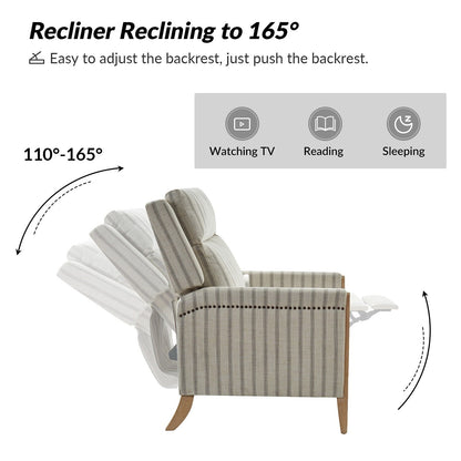 Fauteuil inclinable manuel de transition Suares avec pieds en bois massif par HULALA HOME