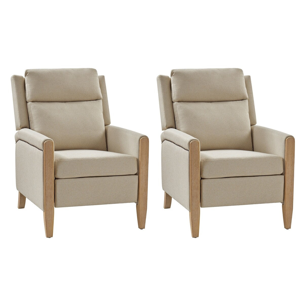 Fauteuil inclinable manuel de transition Suares avec pieds en bois massif, lot de 2 par HULALA HOME