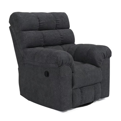 Fauteuil inclinable manuel pivotant Sub, polyester capitonné bleu marine Biscuit