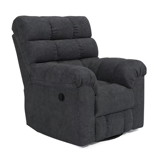 Fauteuil inclinable manuel pivotant Sub, polyester capitonné bleu marine Biscuit