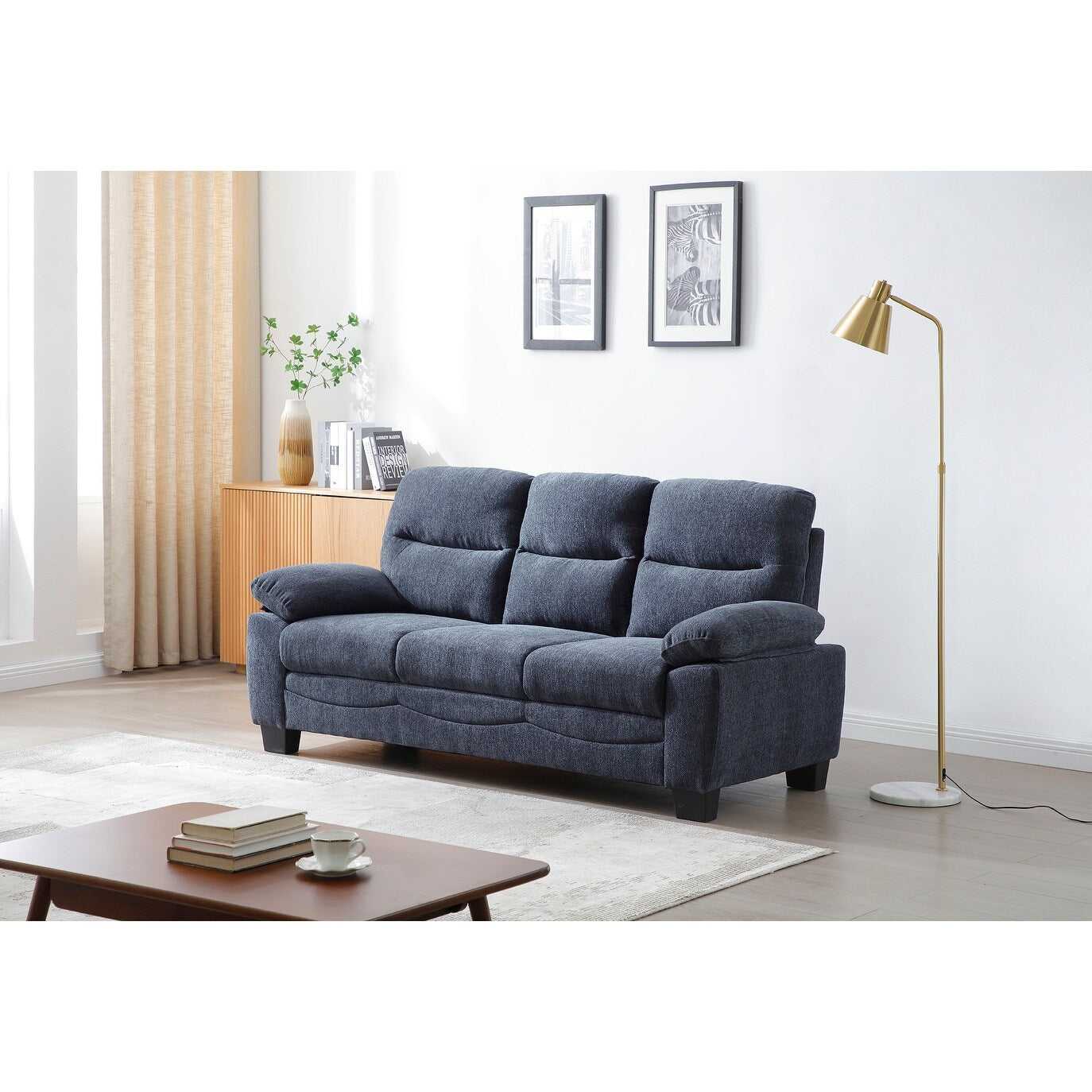 Canapé droit Summerton 78 po en polyester avec accoudoirs coussinés